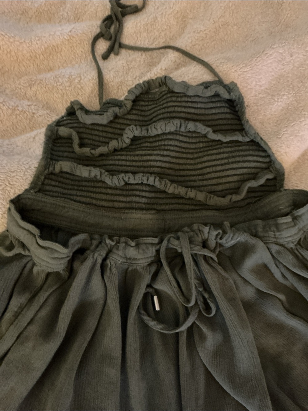 Olive Green Ruffle Maxi Dress - Picture 5 of 7